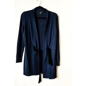 Talbots cardigan Sweater merino wool blue xs womens Belted